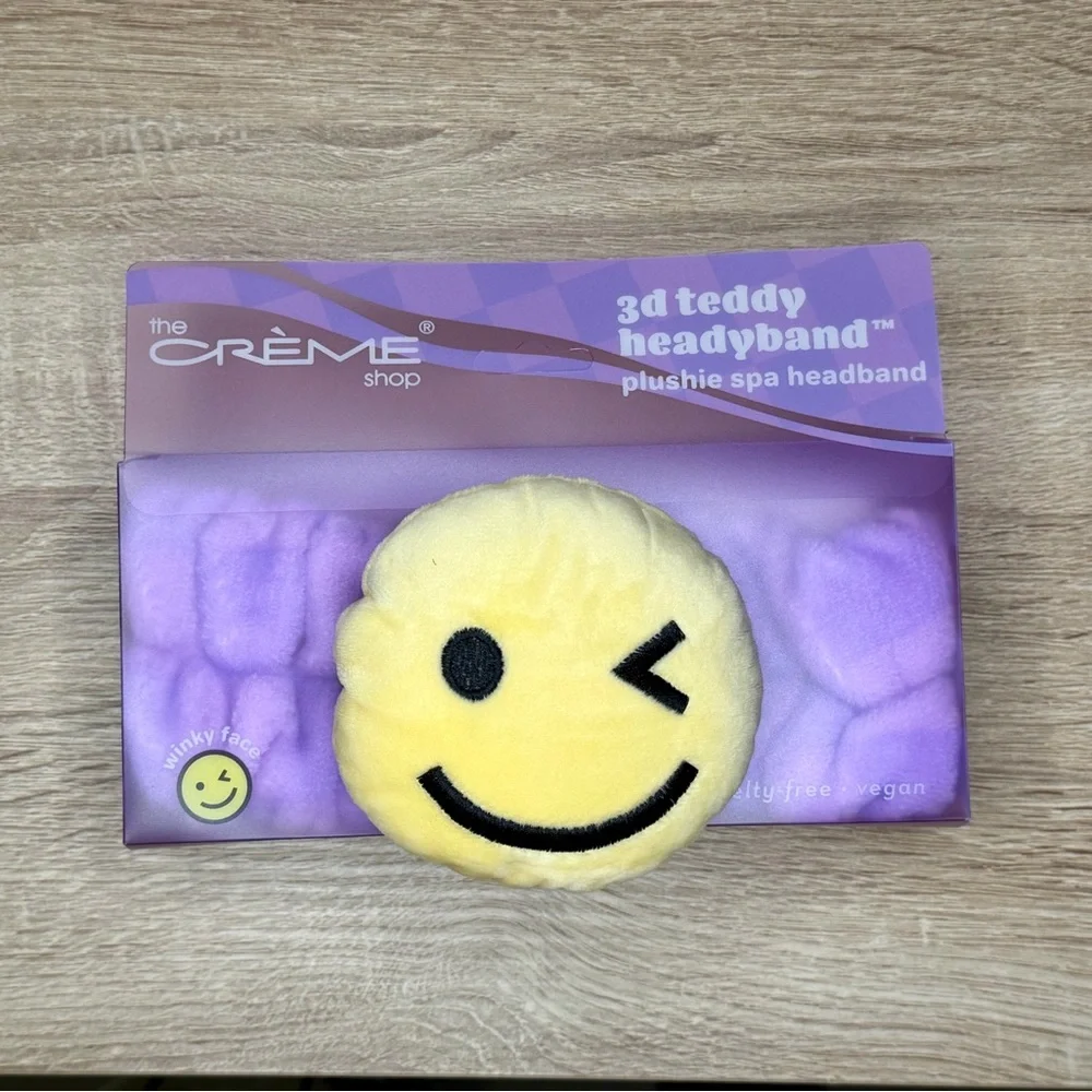The crème shop winky face 3d teddy headyband plushie spa headband. New in box